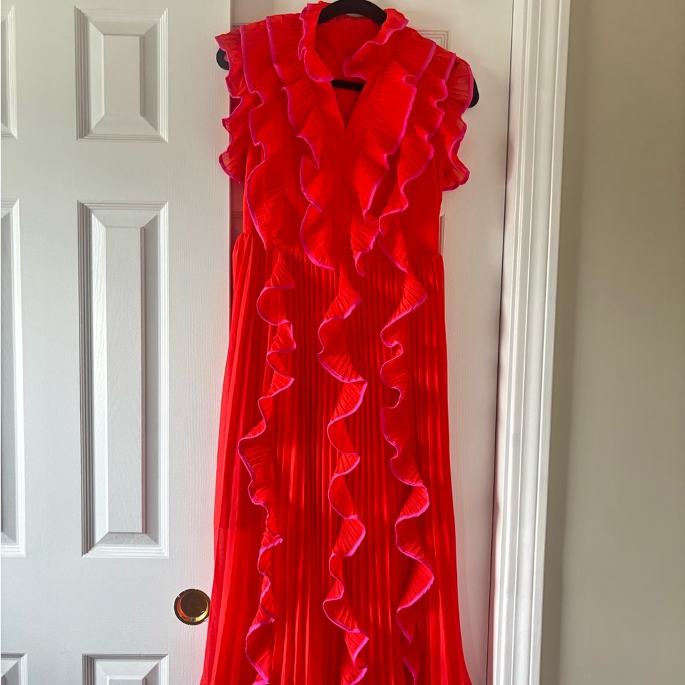 Vibrant Red Ruffled Dress